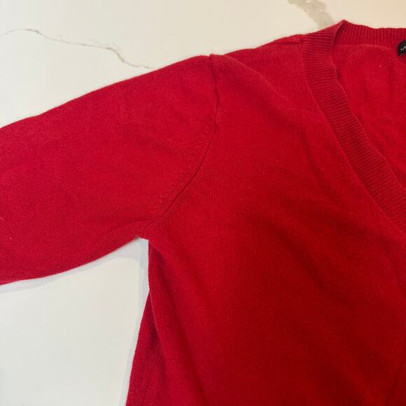 Moda International Silk Cashmere long sleeve  Knit Sweater Red Medium V Neck - Picture 4 of 8